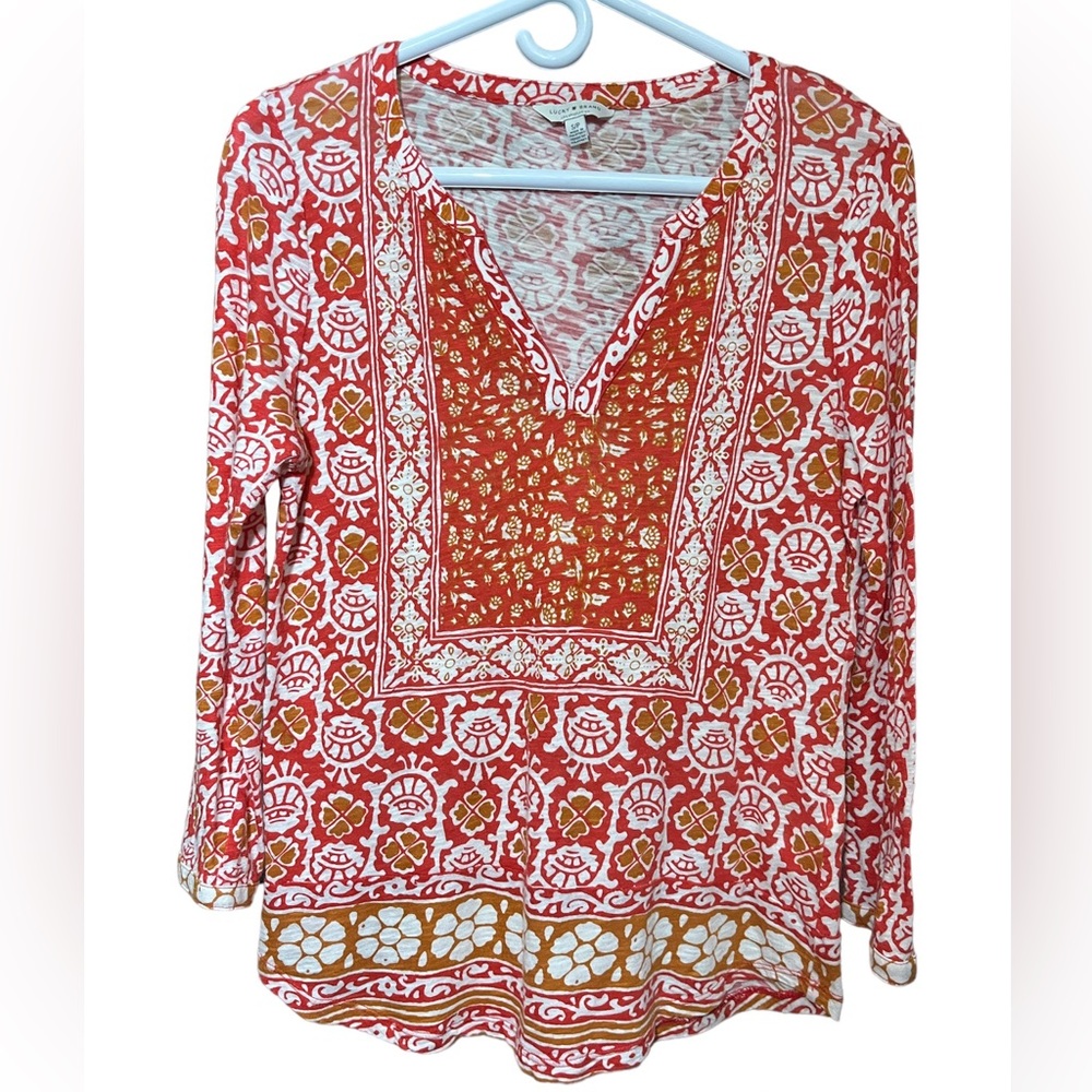 Lucky Brand Red/White Women’s Long Sleeve Top Sz S/P‎
